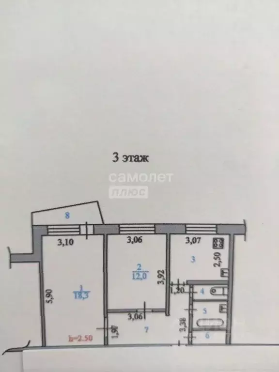 2-к кв. Пензенская область, Пенза просп. Строителей, 108 (53.4 м) - Фото 2