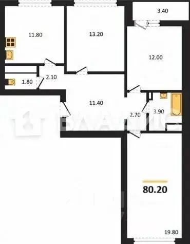 3-к кв. Воронежская область, Воронеж ул. Пескова, 8 (80.2 м) - Фото 2