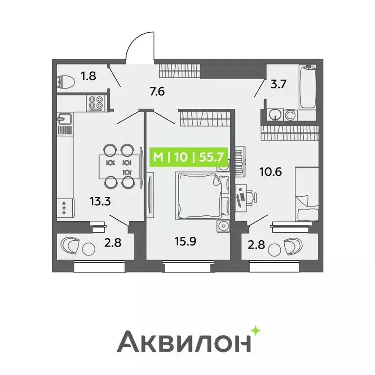 2-к кв. Санкт-Петербург ул. Чирикова, 5 (55.7 м) - Фото 0