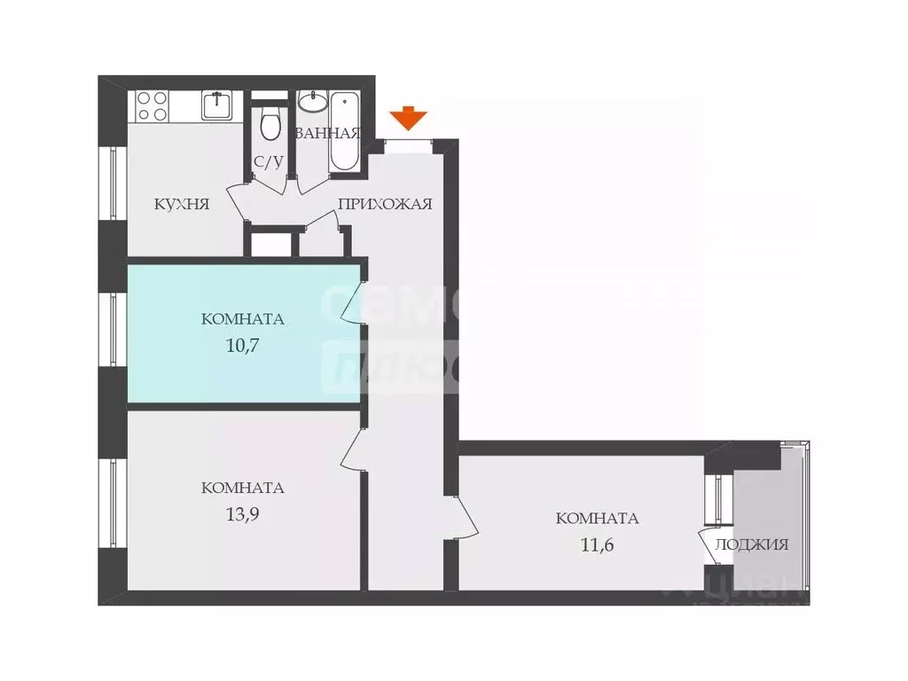 Комната Москва ул. Островитянова, 31 (10.7 м) - Фото 2