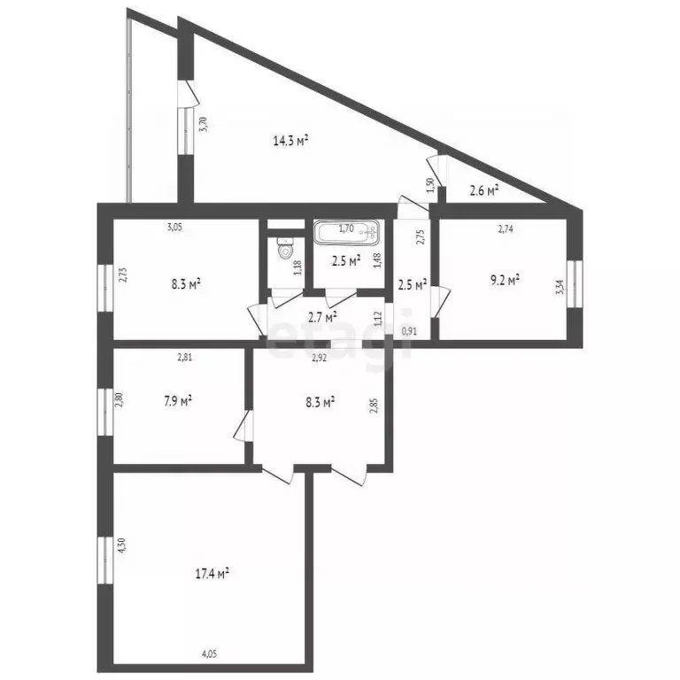 4-к кв. Кемеровская область, Кемерово Октябрьский просп., 61Б (73.8 м) - Фото 1
