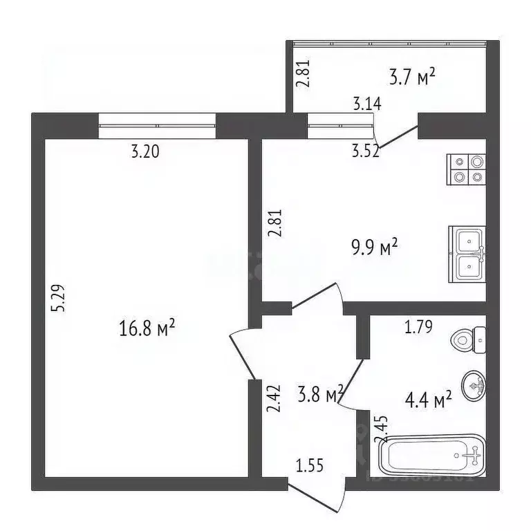 1-к кв. Ростовская область, Ростов-на-Дону Башкирская ул., 4а (37.0 м) - Фото 1