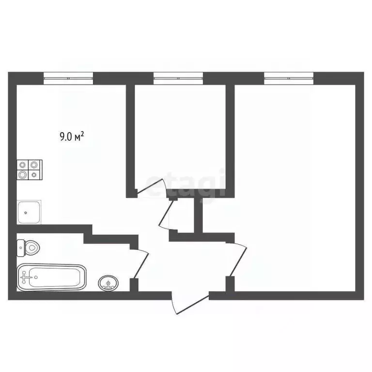 2-к кв. Калининградская область, Калининград ул. Радистов, 12 (34.6 м) - Фото 2