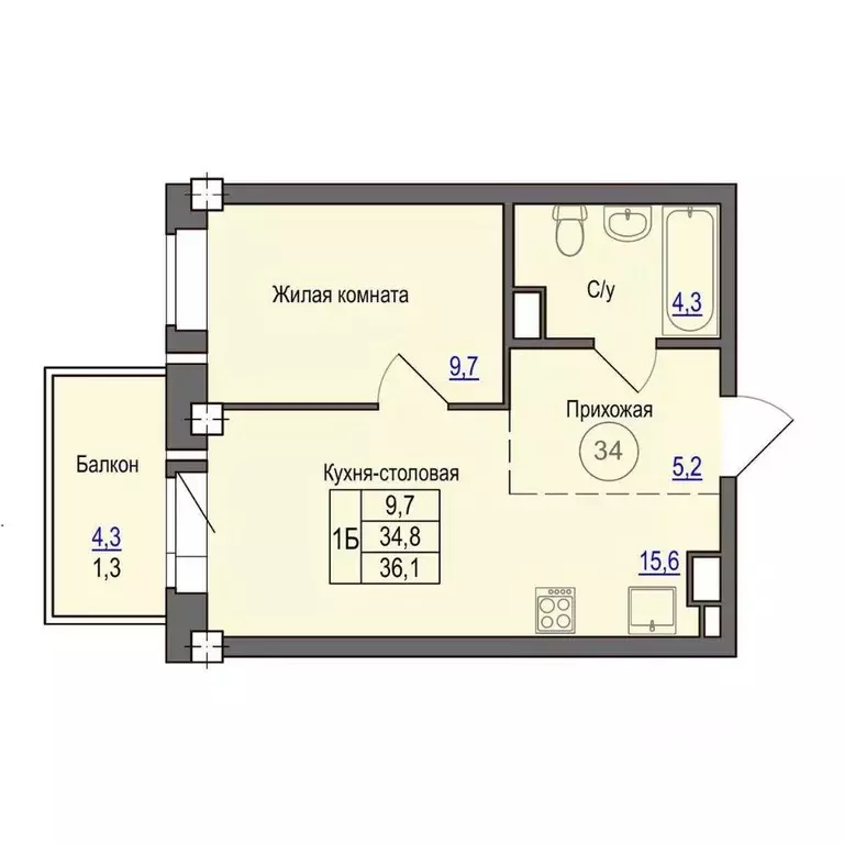 1-к кв. Псковская область, Псковский район, Завеличенская волость, д. ... - Фото 1