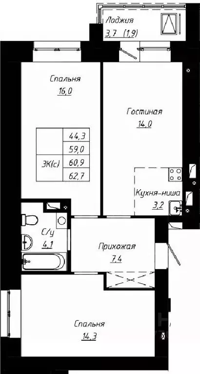 3-к кв. Алтайский край, Барнаул ул. Чернышевского, 189к1 (60.9 м) - Фото 0