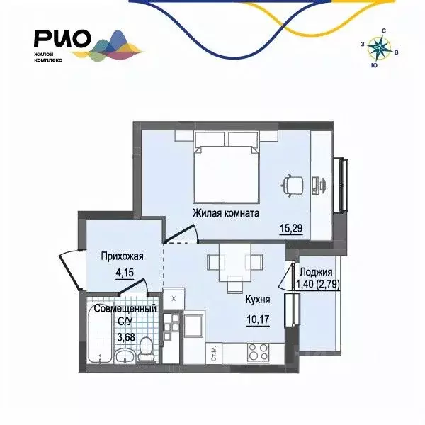 1-к кв. Удмуртия, Ижевск Воткинский жилрайон, Рио жилой комплекс, 2 ... - Фото 1