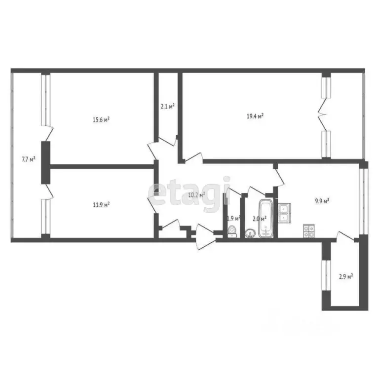 3-к кв. Севастополь ул. Кулакова, 38 (72.2 м) - Фото 1