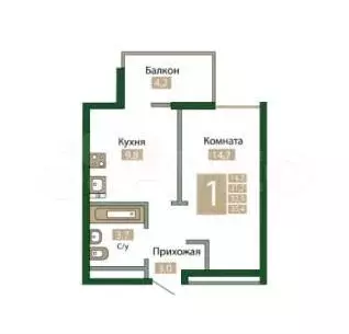 1-к. квартира, 35,4 м, 11/12 эт. - Фото 0