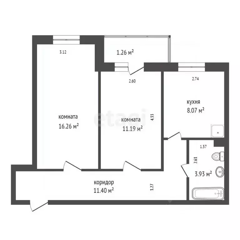 2-к кв. Красноярский край, Дивногорск Школьная ул., 23 (50.5 м) - Фото 1