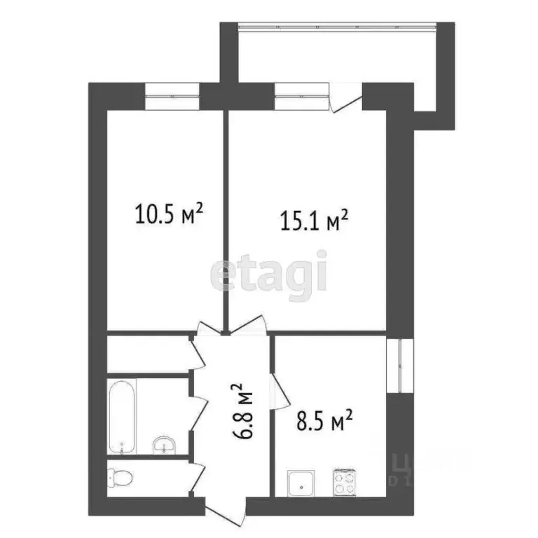 2-к кв. Красноярский край, Красноярск Вокзальная ул., 25 (48.0 м) - Фото 2