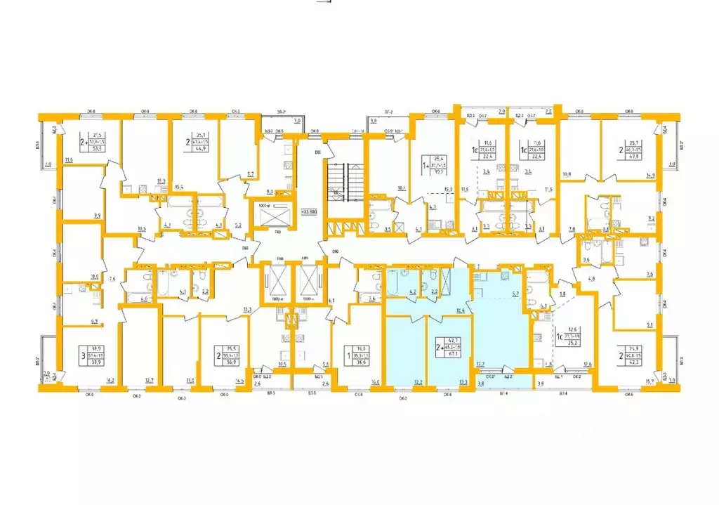 2-к кв. Башкортостан, Уфа Инорс-4Б мкр, Акварель жилой комплекс (66.7 ... - Фото 2