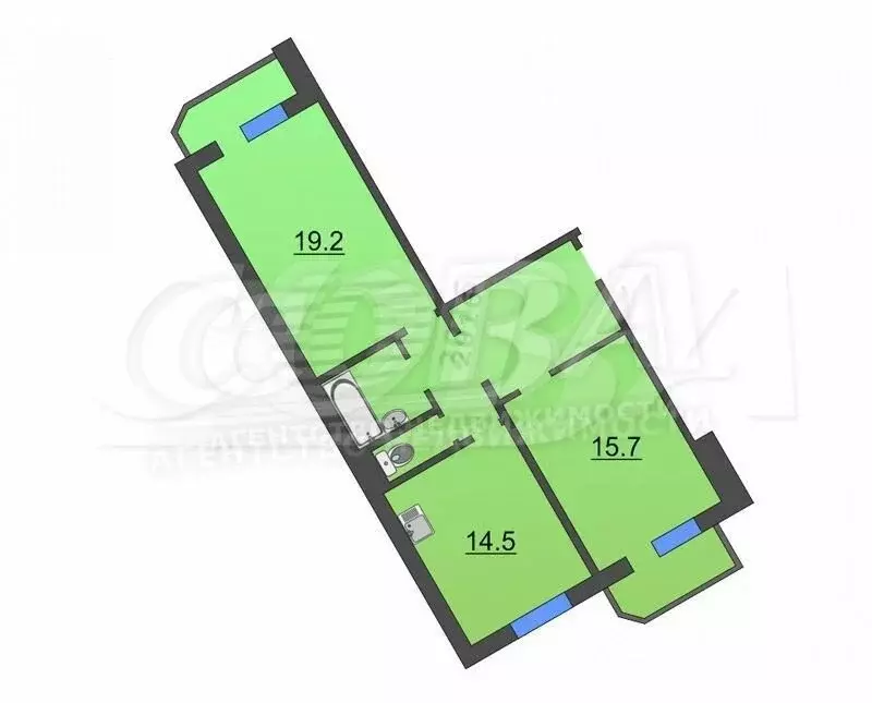 2-комнатная квартира: Тюмень, Широтная улица, 171к5 (66.8 м) - Фото 2