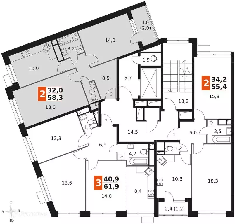 Продаётся 2-к квартира, 58.1 м - Фото 0