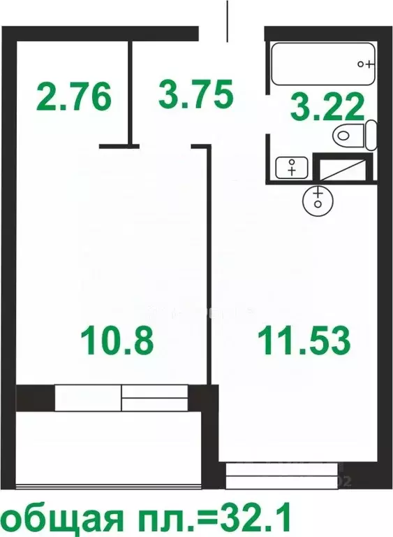 1-к кв. Санкт-Петербург Лиговский просп., 271 (33.0 м) - Фото 1