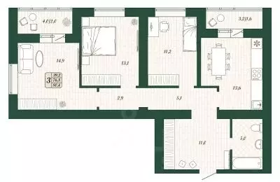 3-к кв. Самарская область, Волжский район, Смышляевка городское ... - Фото 0