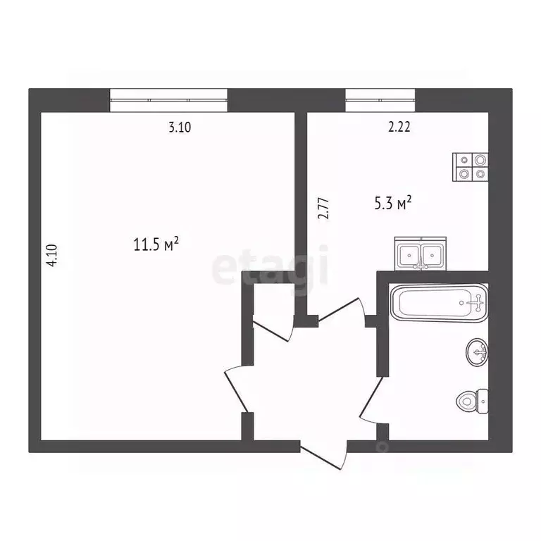 1-к кв. Ивановская область, Кохма ул. Машиностроительная, 14 (21.4 м) - Фото 1