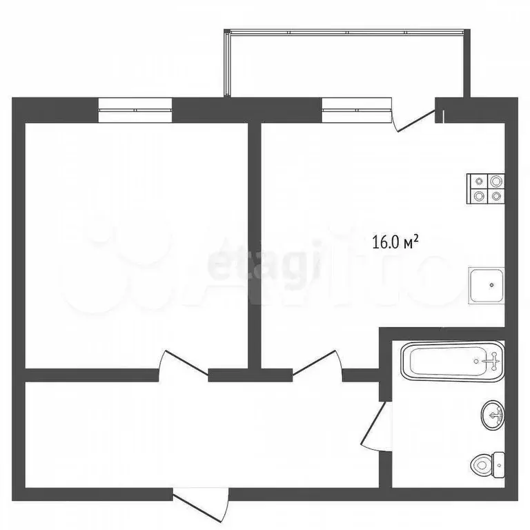 1-к. квартира, 52,4 м, 6/9 эт. - Фото 0