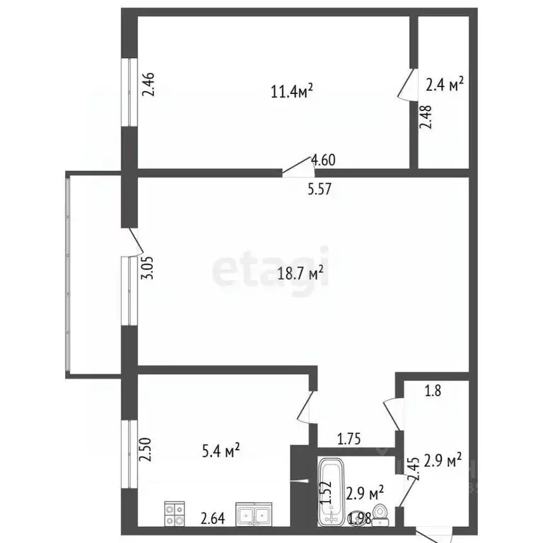 2-к кв. Самарская область, Самара ул. 22-го Партсъезда, 177 (43.7 м) - Фото 1