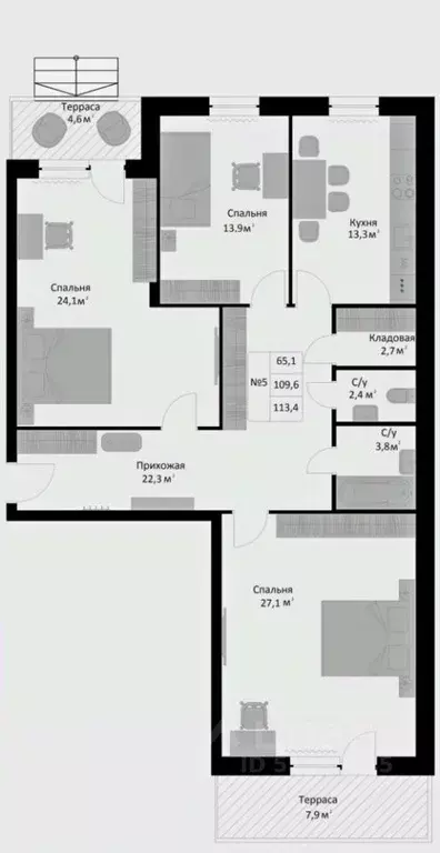 3-к кв. Московская область, Егорьевск муниципальный округ, д. Холмы, ... - Фото 1