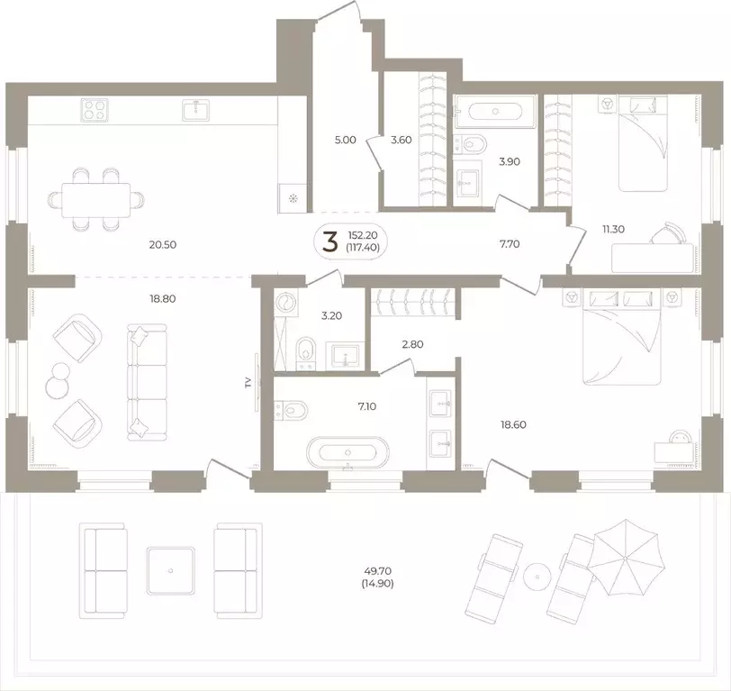 3-к кв. Башкортостан, Стерлитамак ул. Мира, 70 (117.4 м) - Фото 1