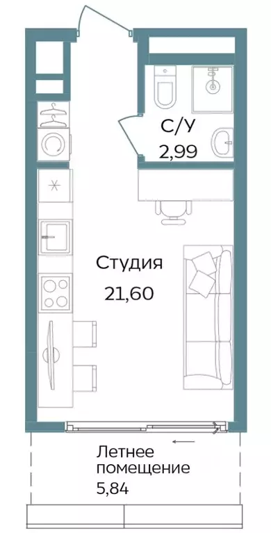Студия Крым, Саки ул. Морская (30.43 м) - Фото 0
