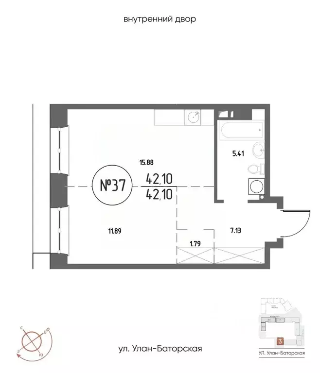 1-к кв. Иркутская область, Иркутск Макс жилой комплекс (42.1 м) - Фото 1