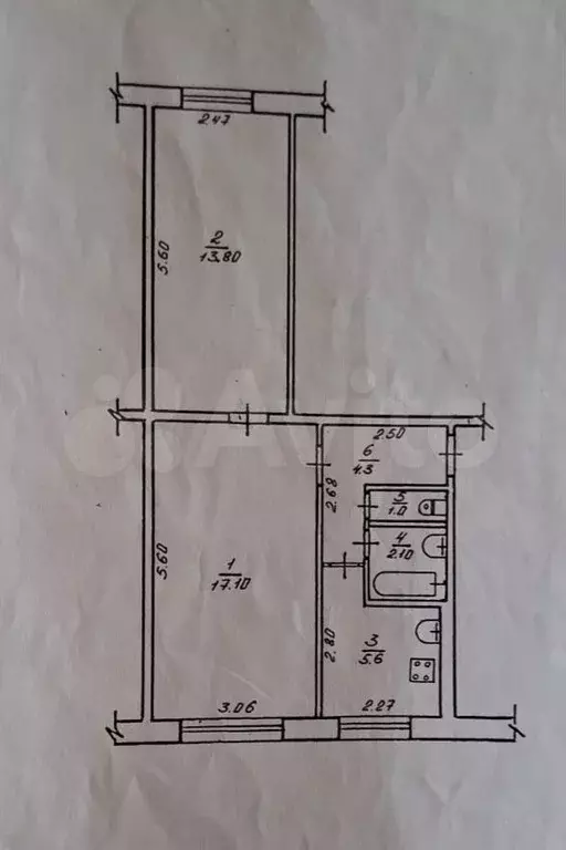 2-к. квартира, 43,9 м, 1/5 эт. - Фото 0