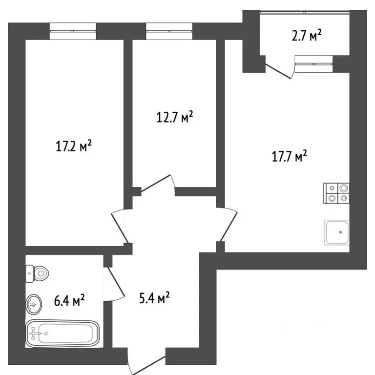 2-к кв. Тюменская область, Тюмень Широтная ул., 158к3 (59.0 м) - Фото 1