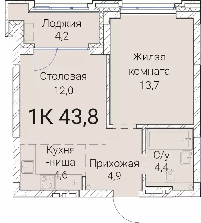 1-к кв. Новосибирская область, Новосибирск Овражная ул., 2А (43.8 м) - Фото 0