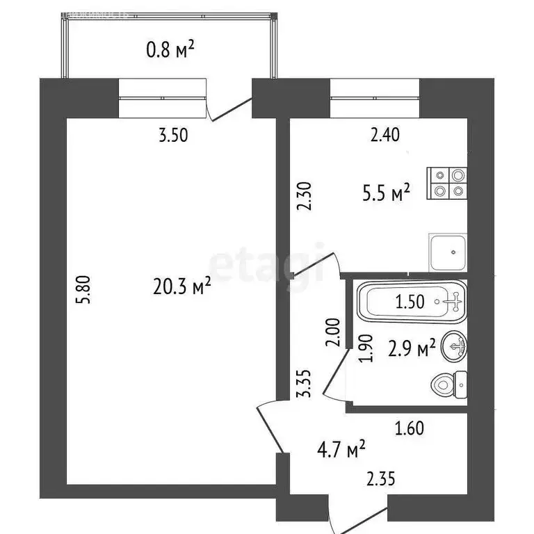 1-комнатная квартира: Стерлитамак, улица Дружбы, 37А (33.4 м) - Фото 0