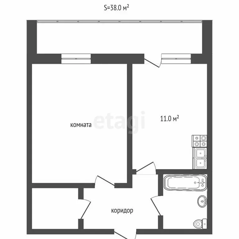 1-комнатная квартира: Тюмень, Амурская улица, 2 (34 м) - Фото 2