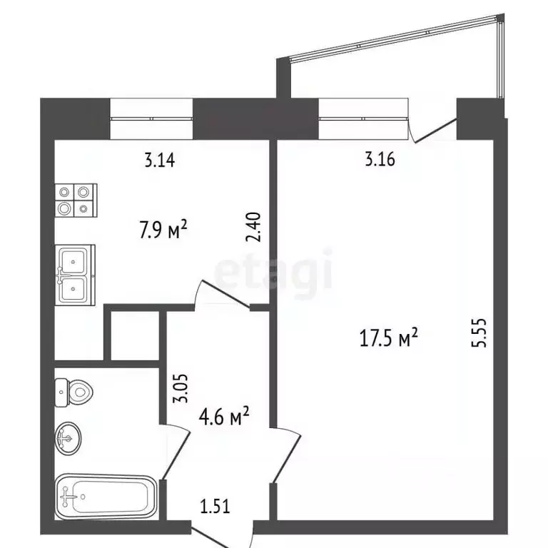 1-к кв. Крым, Симферополь просп. Победы (34.7 м) - Фото 1