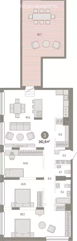 3-комнатная квартира: Екатеринбург, Мраморская улица, 15 (161.58 м) - Фото 2