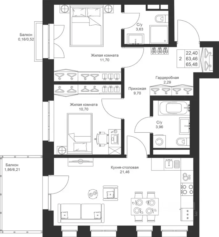 2-к кв. Татарстан, Лаишевский район, Столбищенское с/пос, с. Усады ул. ... - Фото 1