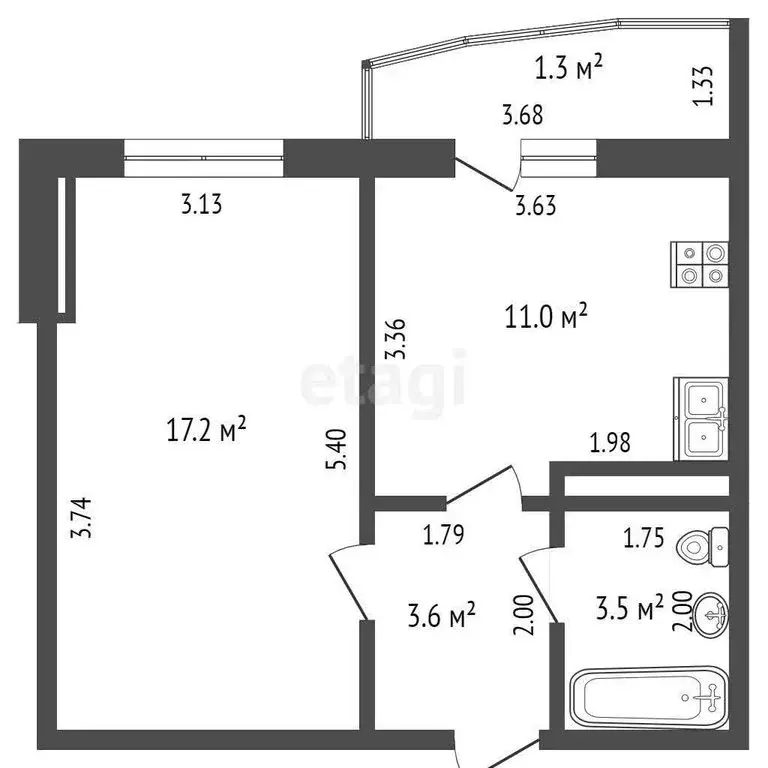 1-комнатная квартира: Оренбург, Транспортная улица, 18/2 (46.4 м) - Фото 1