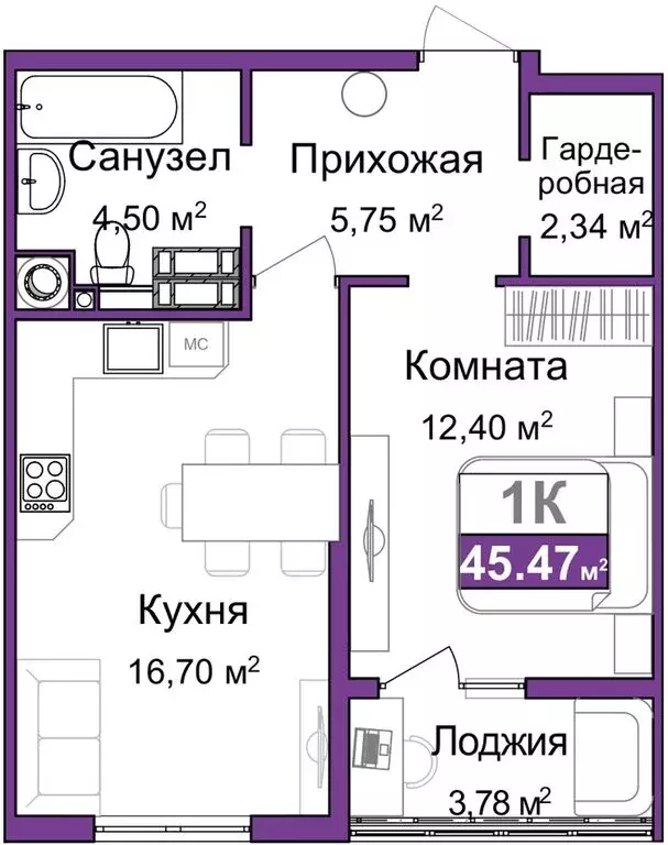 1-комнатная квартира: Симферополь, Центральный район (43.58 м) - Фото 0