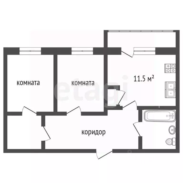 2-к кв. Самарская область, Самара Молодежная ул., 16 (64.9 м) - Фото 2