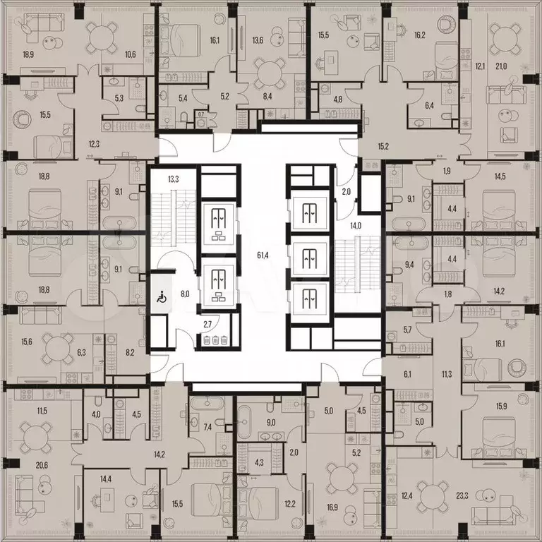 4-к. квартира, 121,1 м, 23/47 эт. - Фото 1