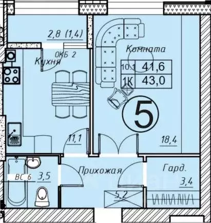 1-к кв. Ростовская область, Батайск ул. Олимпийское кольцо, 36к19 ... - Фото 0