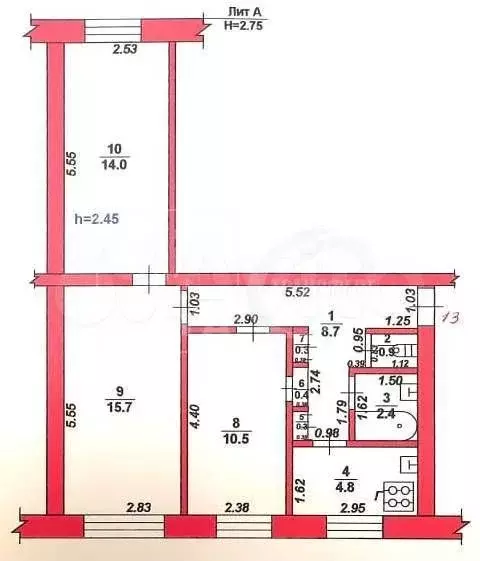 3-к. квартира, 58 м, 2/2 эт. - Фото 0