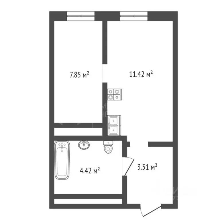 1-к кв. Тюменская область, Тюмень Ставропольская ул., 160/1 (30.0 м) - Фото 1