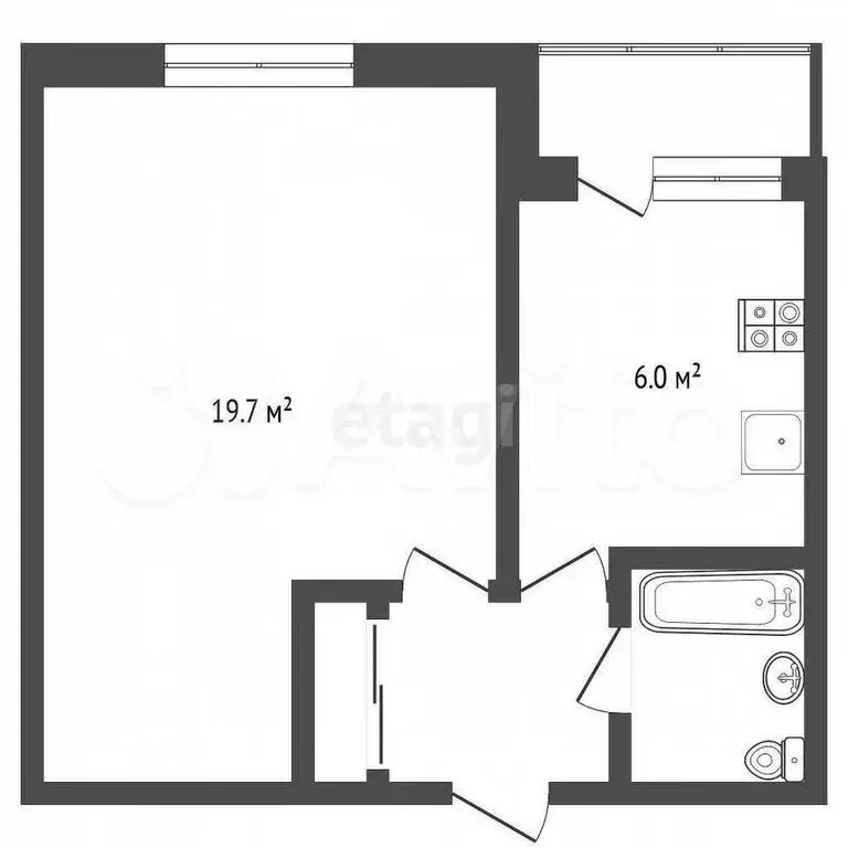 1-к. квартира, 36 м, 1/5 эт. - Фото 0