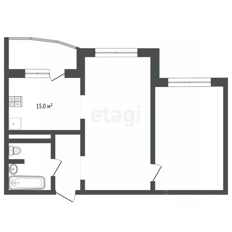 2-к кв. Тюменская область, Тюмень ул. Федюнинского, 60 (56.0 м) - Фото 2