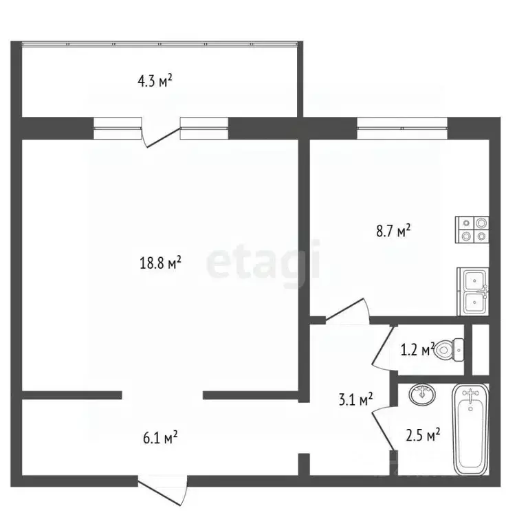 1-к кв. Челябинская область, Челябинск ул. 40-летия Победы, 18 (40.1 ... - Фото 1