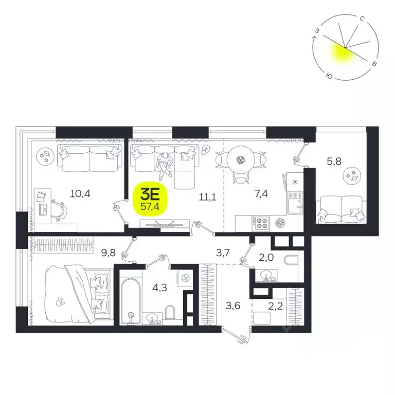 3-к кв. Свердловская область, Екатеринбург Южная Ботаника жилрайон, ... - Фото 1