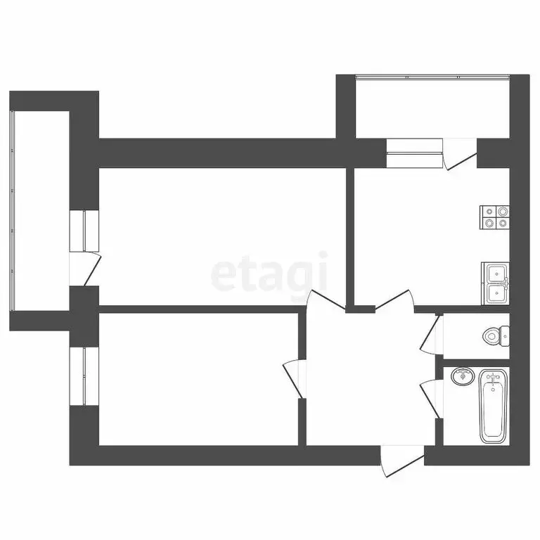 2-комнатная квартира: Томск, Нечевский переулок, 8 (58.1 м) - Фото 1