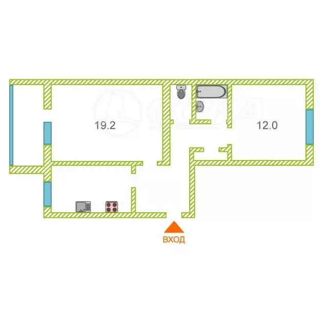 2-комнатная квартира: Тюмень, улица Ватутина, 18 (52.4 м) - Фото 1