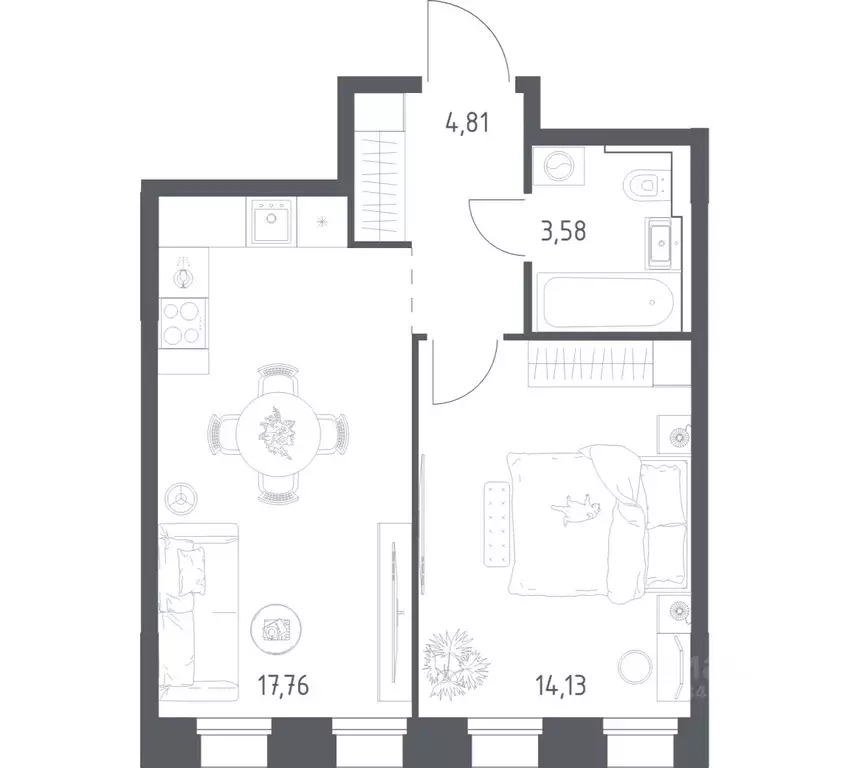 1-к кв. Татарстан, Казань Зилант Премьер жилой комплекс (40.28 м) - Фото 1