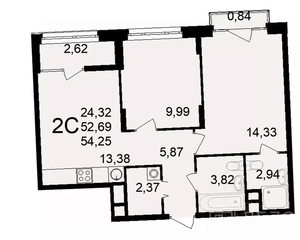 2-к кв. Рязанская область, Рязань Куйбышевское ш., 17 (53.0 м) - Фото 0