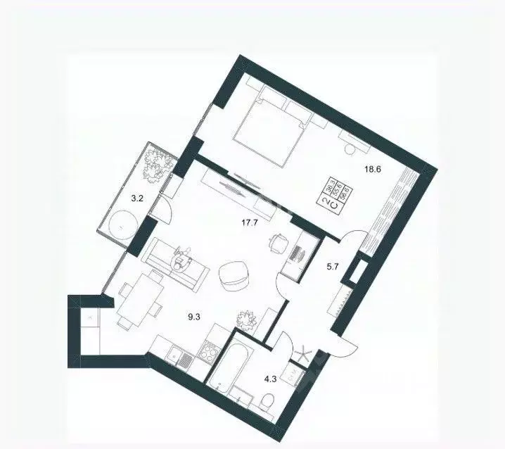 2-к кв. Липецкая область, Липецк Минская ул., 6Б (56.6 м) - Фото 2